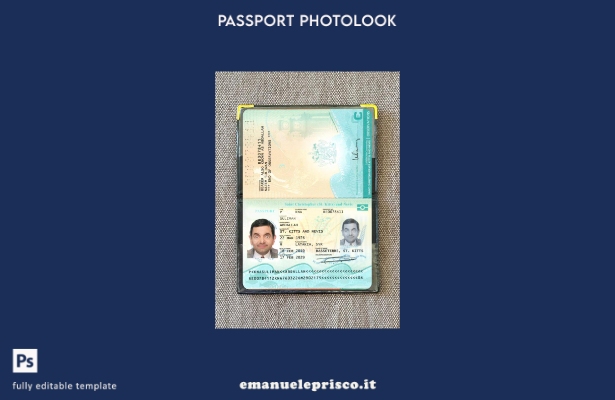 modello di photolook presente del passaporto di Saint Kitts e Nevis in stile ver